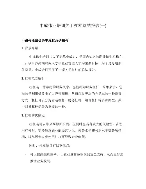 中成伟业培训关于杠杠总结报告(一)
