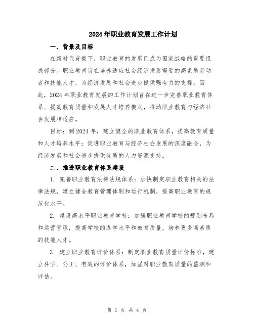 2024年职业教育发展工作计划