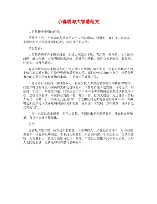 小聪明与大智慧范文