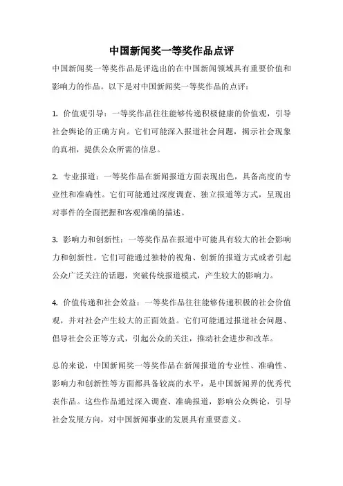 中国新闻奖一等奖作品点评
