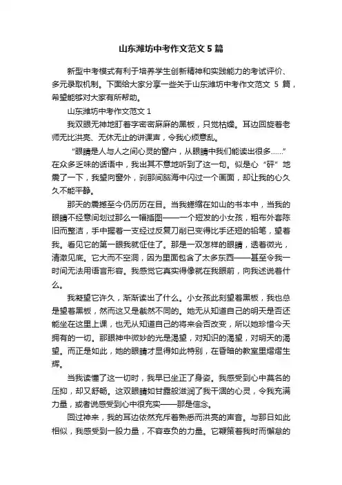 山东潍坊中考作文范文5篇