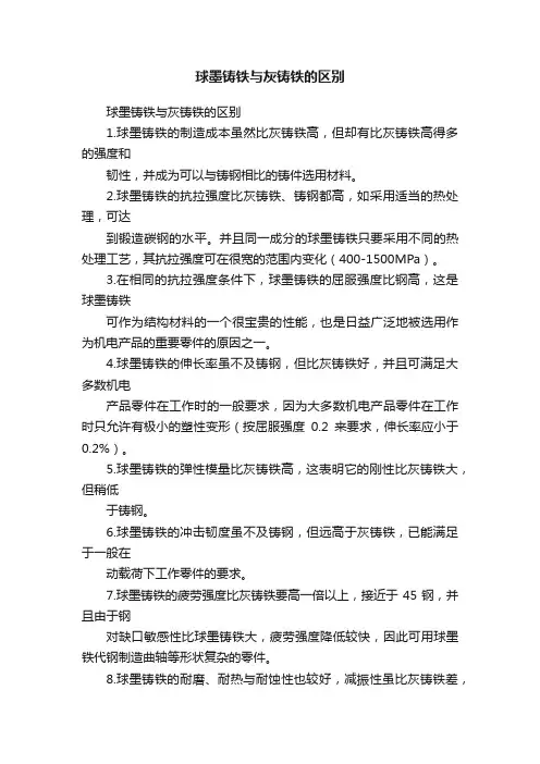 球墨铸铁与灰铸铁的区别