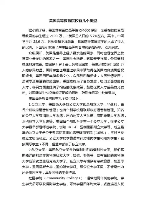 美国高等教育院校有几个类型