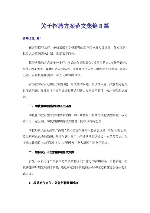 关于招聘方案范文集锦8篇
