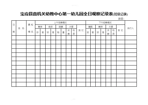 全日观察记录表