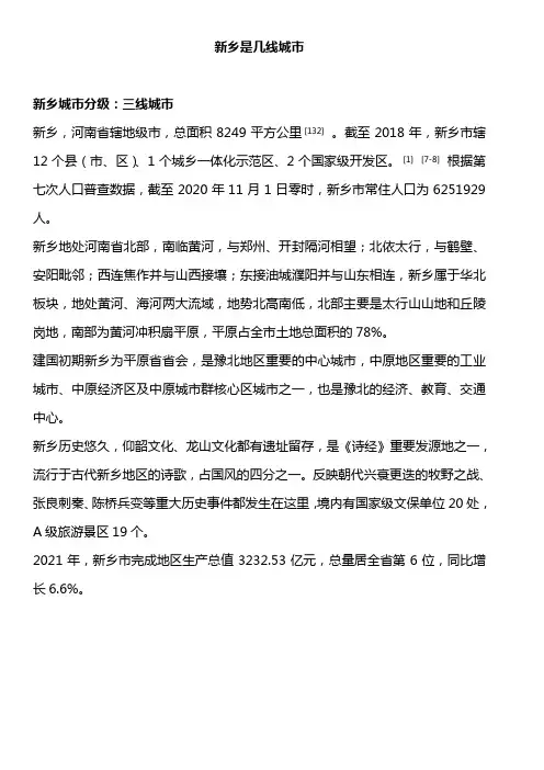 新乡是几线城市