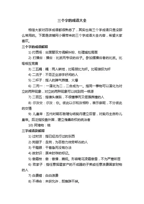三个字的成语大全