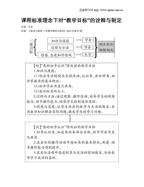 课程标准理念下对“教学目标”的诠释与制定