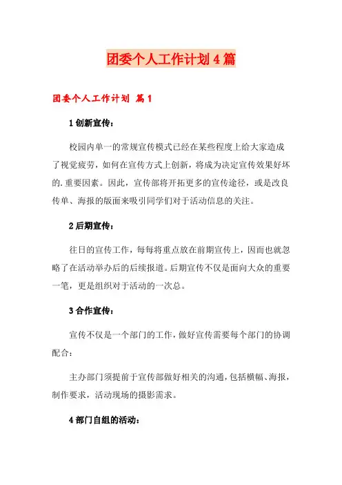 团委个人工作计划4篇