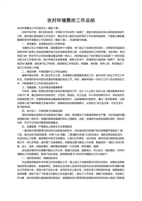 农村环境整治工作总结范文（精选5篇）