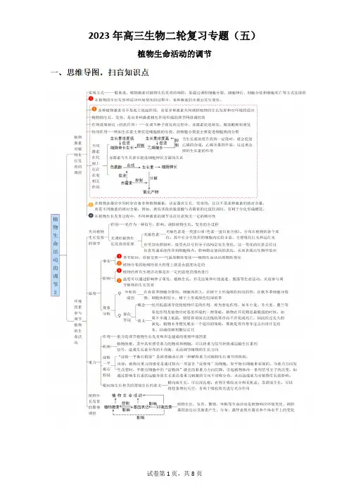 2023届高三生物二轮复习专题(五)植物生命活动的调节