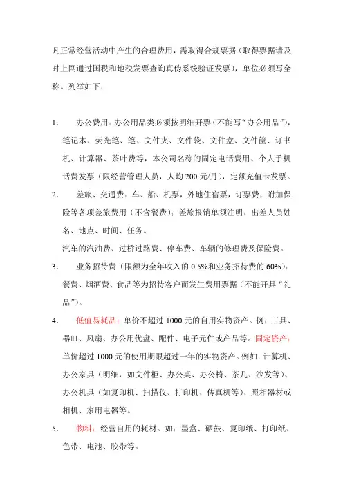 费用清单