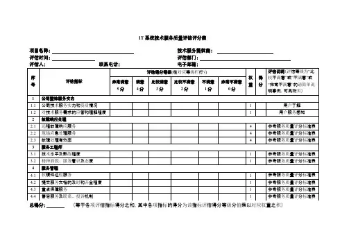 IT系统评分表