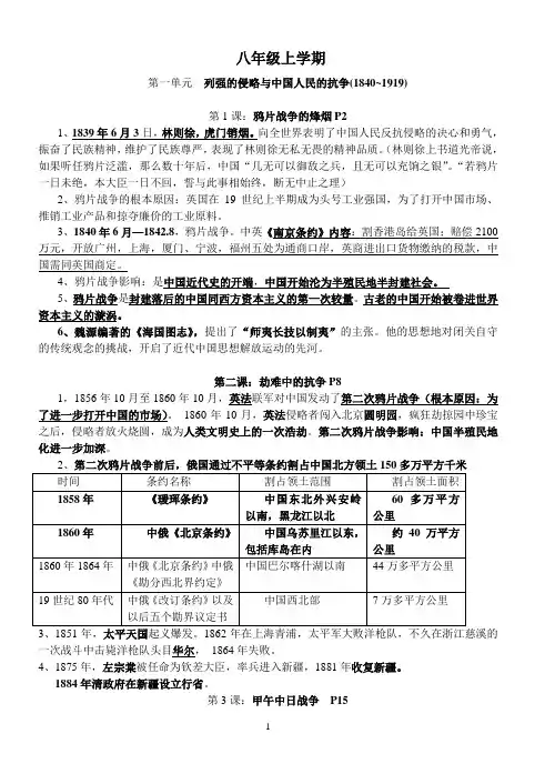 八上下历史知识点