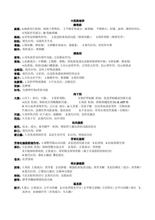 中药药理学(重点汇总)