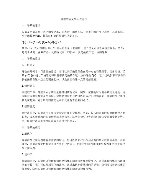 导数的意义知识点总结