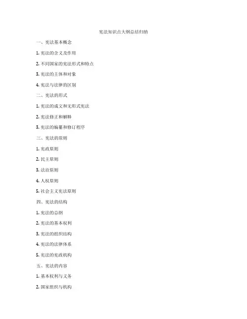 宪法知识点大纲总结归纳
