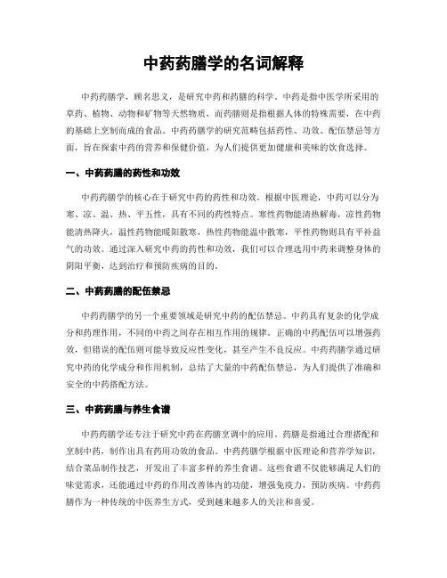 中药药膳学的名词解释