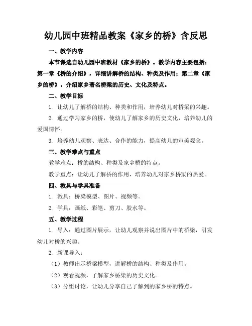 幼儿园中班精品教案《家乡的桥》含反思