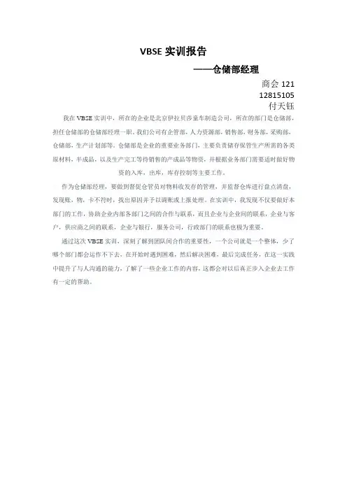 VBSE实训报告