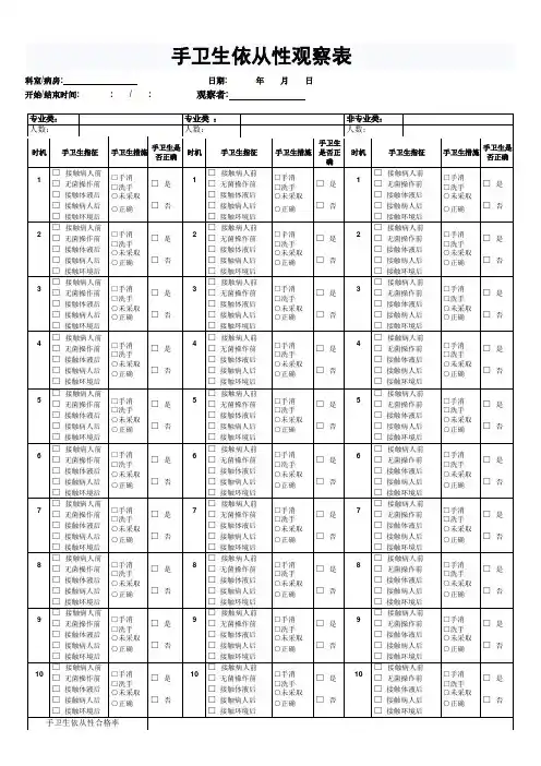 手卫生依从性观察表