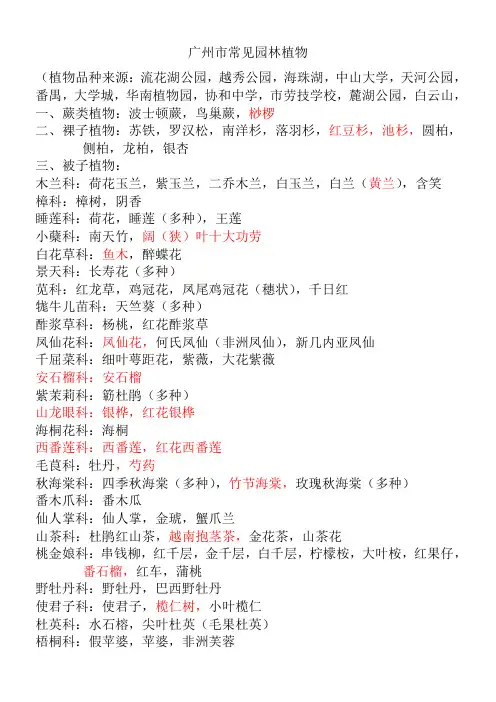 广州市常见园林植物