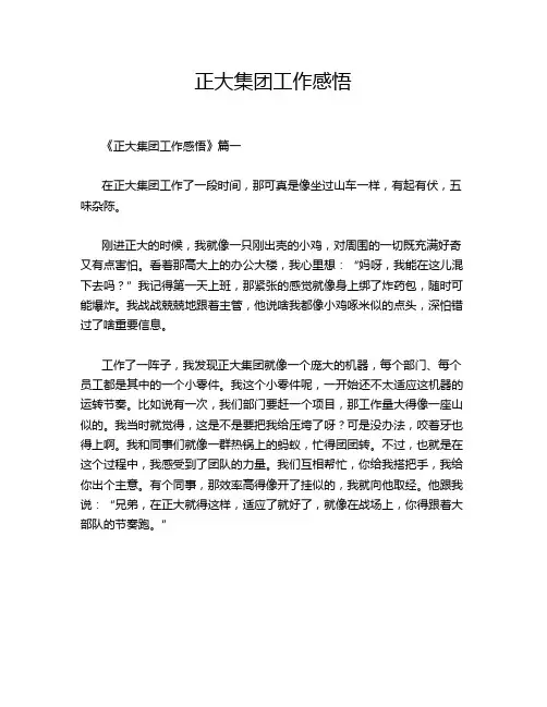 正大集团工作感悟