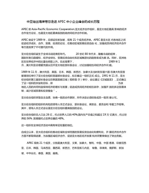 中亚硅谷海岸带您走进APEC中小企业峰会的成长历程