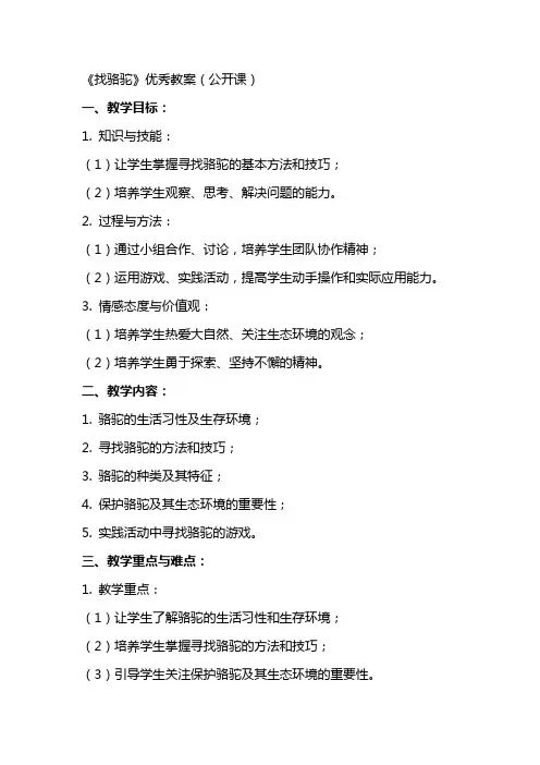 《找骆驼》优秀教案(公开课)