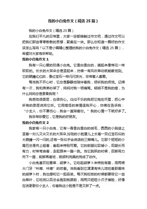 我的小白兔作文（精选25篇）