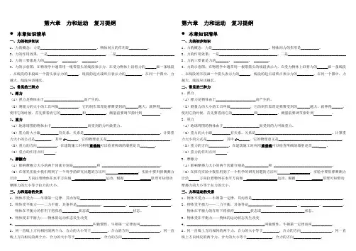 第六章  力和运动  复习提纲