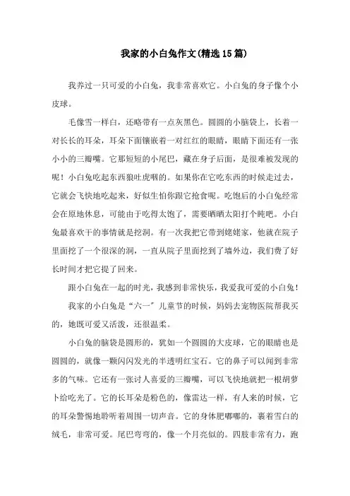 我家的小白兔作文(精选15篇)精选