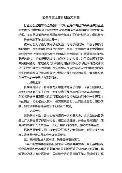 协会年度工作计划范文3篇