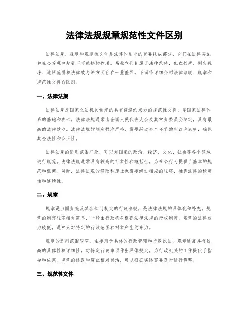 法律法规规章规范性文件区别