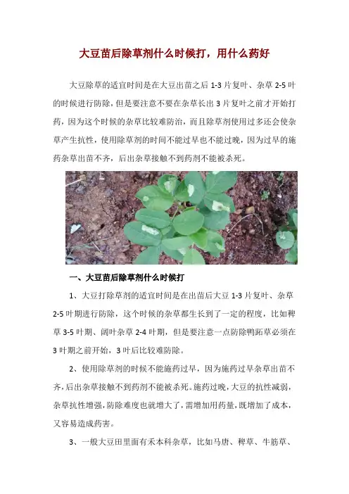 大豆苗后除草剂什么时候打,用什么药好