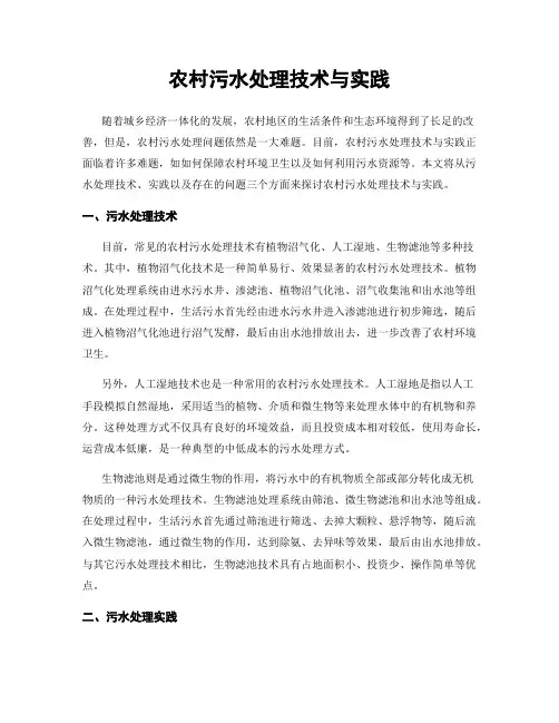 农村污水处理技术与实践