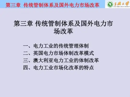 电力市场与电力经济三传统管制体系及国外电力市场改革PPT课件