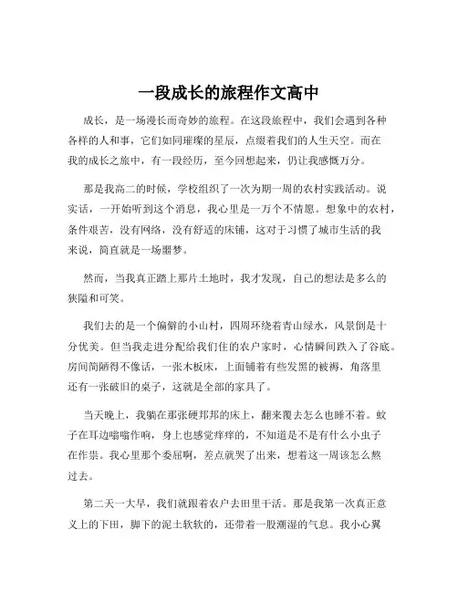 一段成长的旅程作文高中