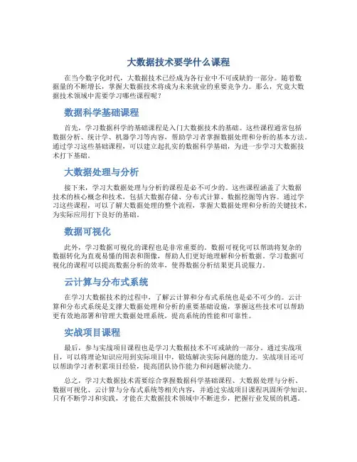 大数据技术要学什么课程