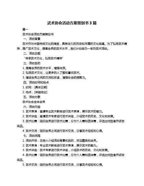 武术协会活动方案策划书3篇