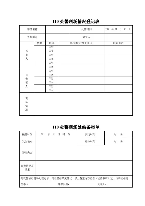 110处警表格