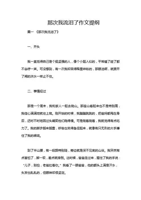 那次我流泪了作文提纲