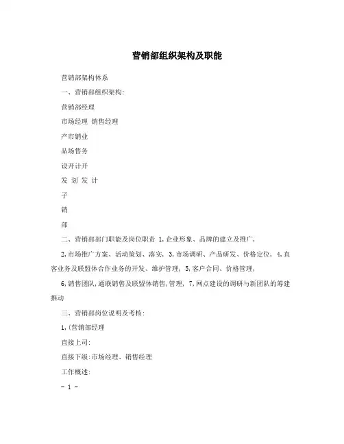 营销部组织架构及职能