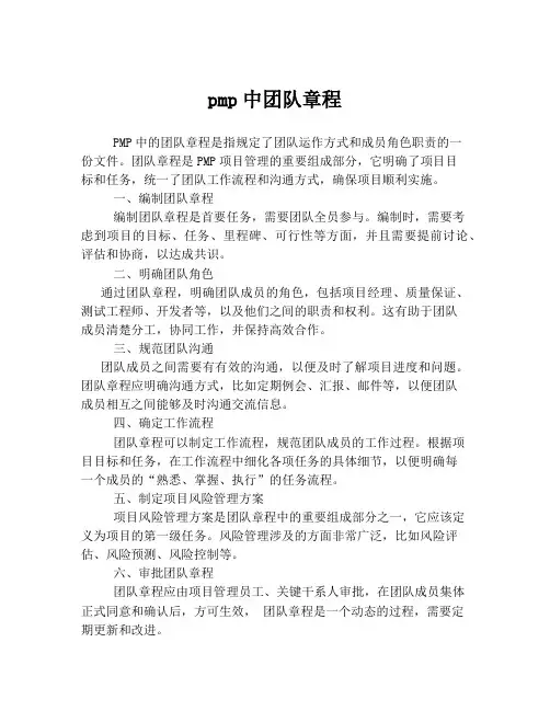 pmp中团队章程