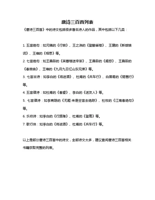 唐诗三百首列表
