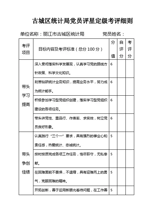党员评星定级考评细则