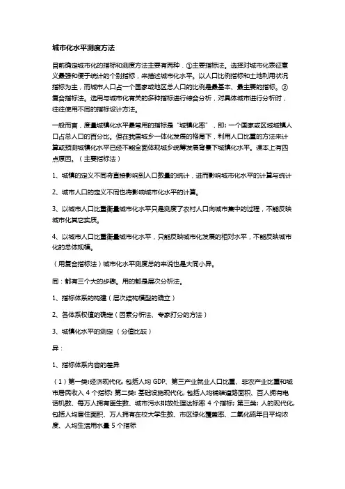 城市化水平测度