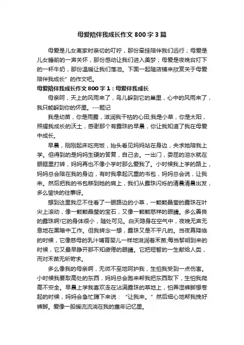 母爱陪伴我成长作文800字3篇