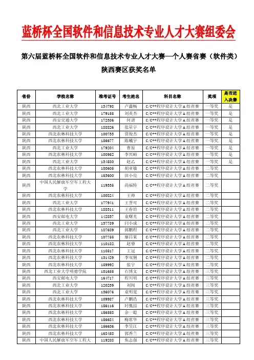 软件类-陕西赛区获奖名单