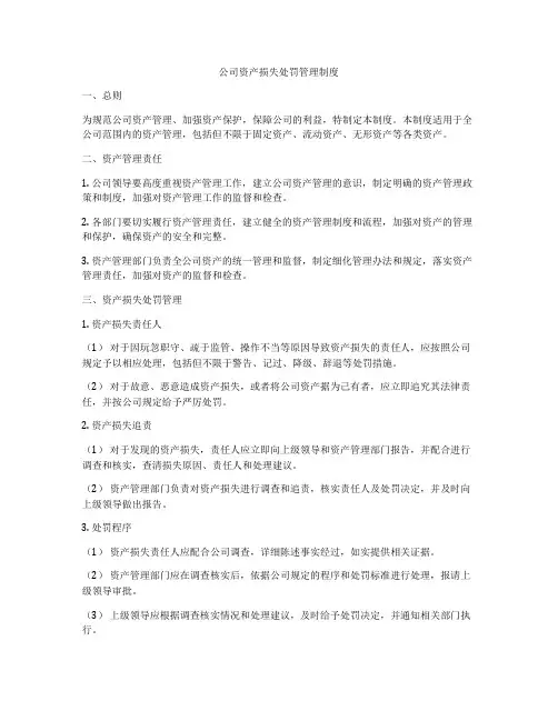 公司资产损失处罚管理制度